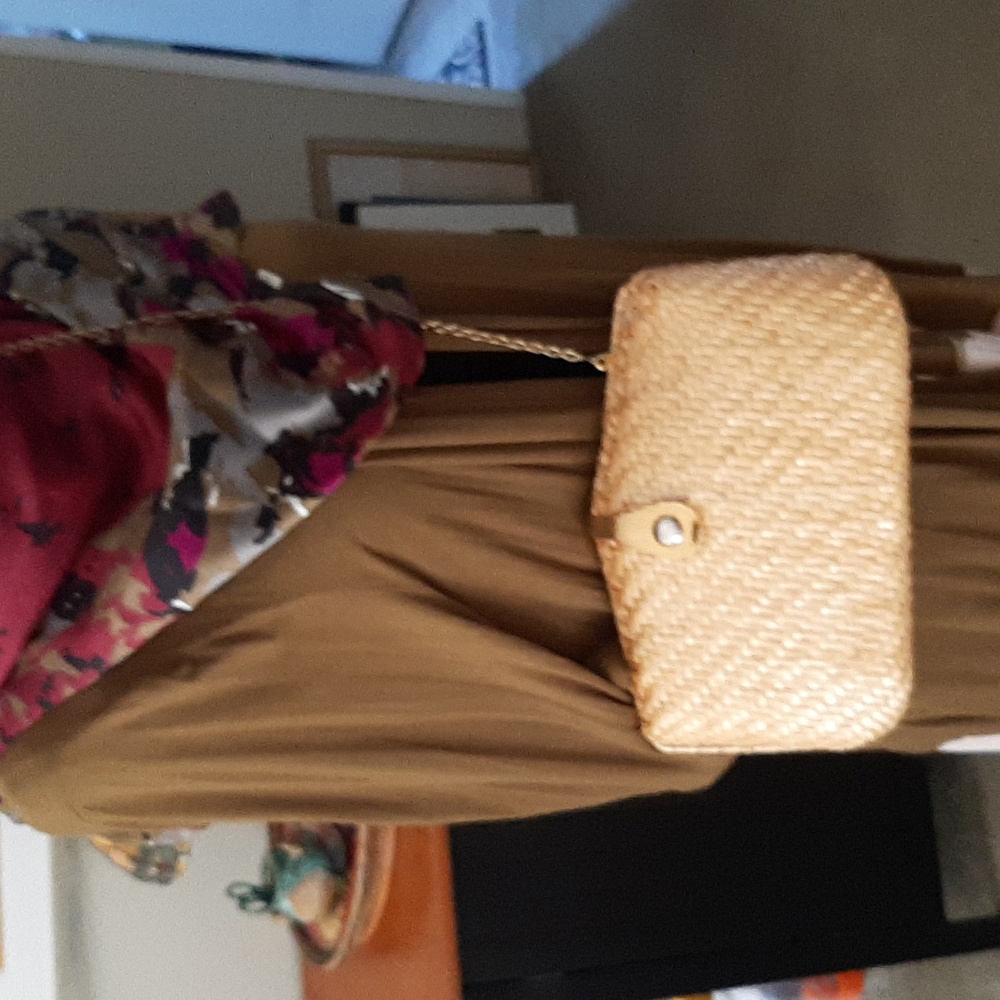 Stylish Tan Woven Crossbody Bag